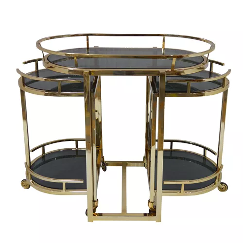 Bar Trolley Atterton Oval (Black Glass) Bar Trolley Atterton Oval (Black Glass)