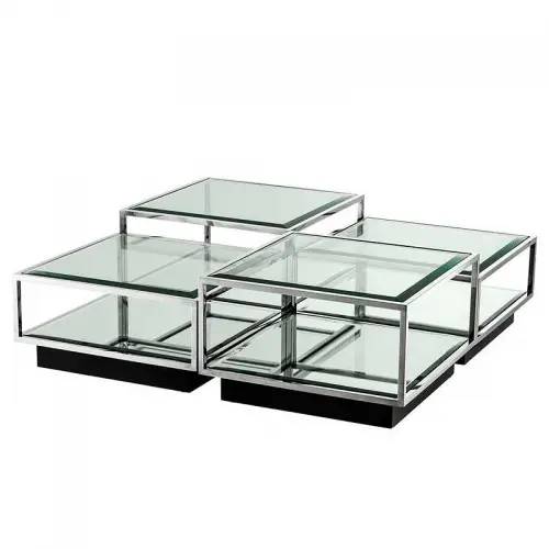 By Kohler Coffee Table Lennon 130x130x40cm silver Clear Glass/Mirror (114727) (114727)