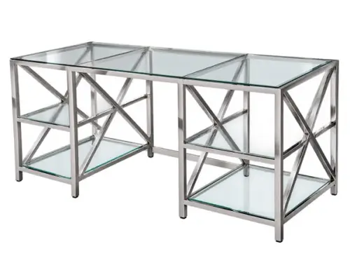 Writing Desk Birkenhead 175x79x76cm with Clear Glass