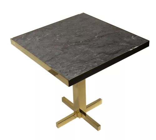 Dining Table Gold Faux Marble Black 76x76x76cm