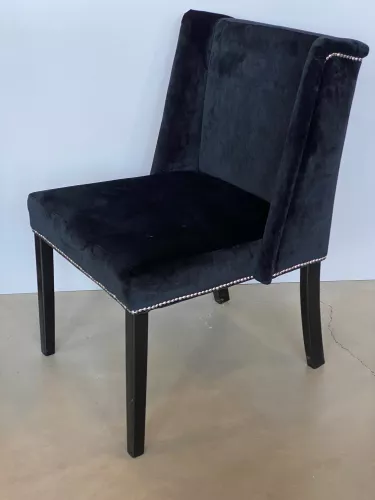 Sale Venlo Wing dining chair - Juke Onyx 169 - Black Legs - Silver Nails - Silver Ring 