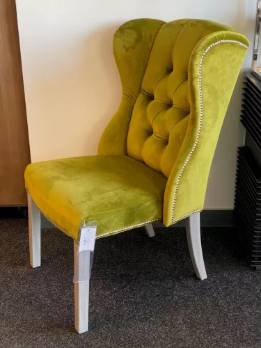 SALE Roxy side dining chair - juke Olive 53 - New Grey Legs - Silver nails  - Silver Ring