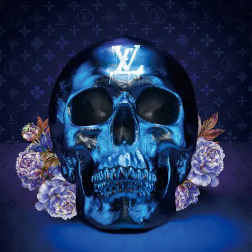 By Kohler Skull Blue with Flowers - 80x80 cm (114993) (114993)