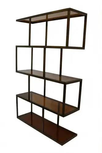 Bookchest Pitsburg 120x25x179cm Brushed Antique bronze / Smoked Glass