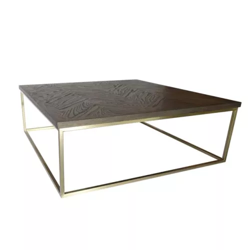 Coffee Table Pitsburg 120x120x42cm Brushed Antique bronze / Top black parquet
