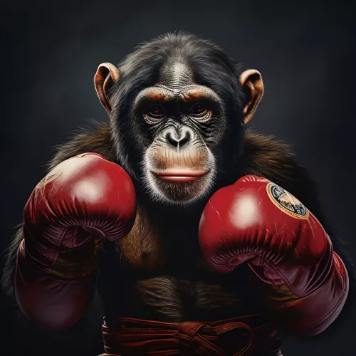 monkey boxing 80x80cm