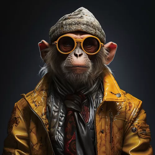 monkey dressed 80x80cm