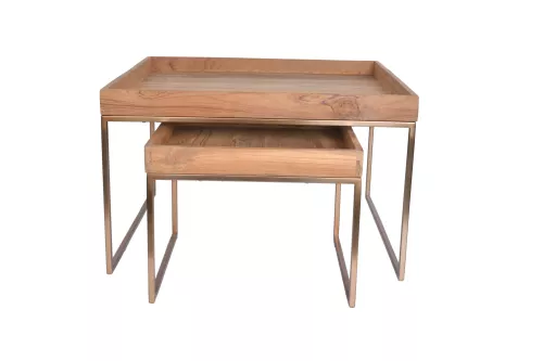 Ridley Table Set Teak Wood / Polish steel 