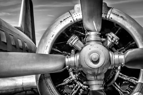 Airplane Engine B&W 180x120cm